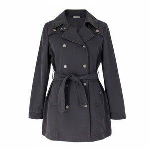 James Perse Cotton Belted Tie Waist Double Breasted Peacoat Trench Jacket size 4